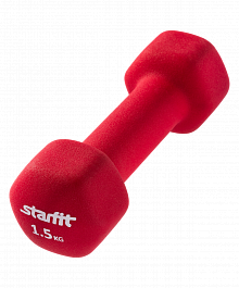 Гантель неопреновая StarFit DB-201 1,5 кг, насыщенная красная